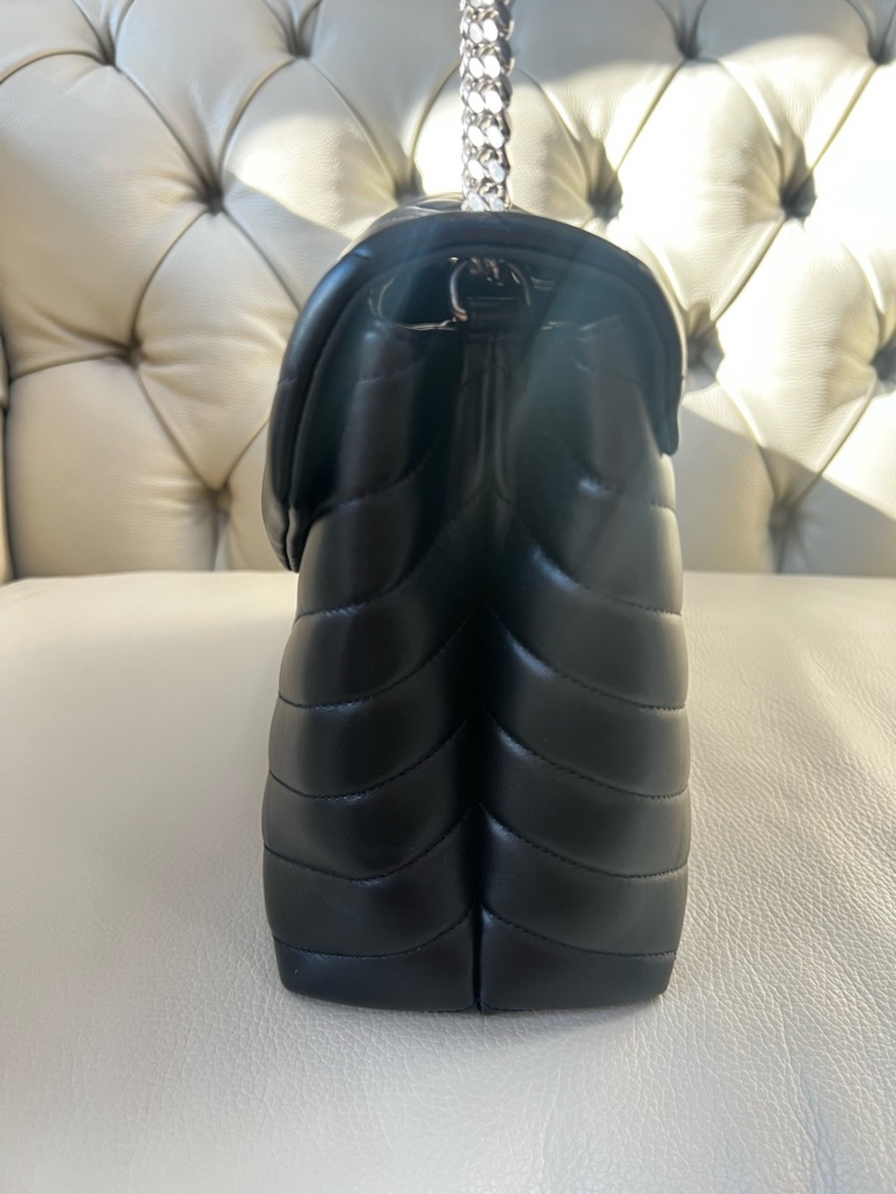 New Saint Laurent Black Leather Shoulder Bag LouLou - Picture 6 of 15